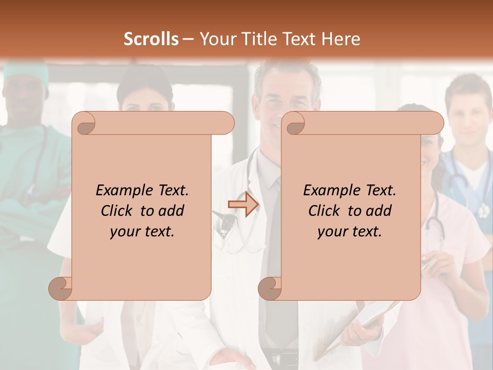 Smiling Medical Team Looking At The Camera In Hospital PowerPoint Template
