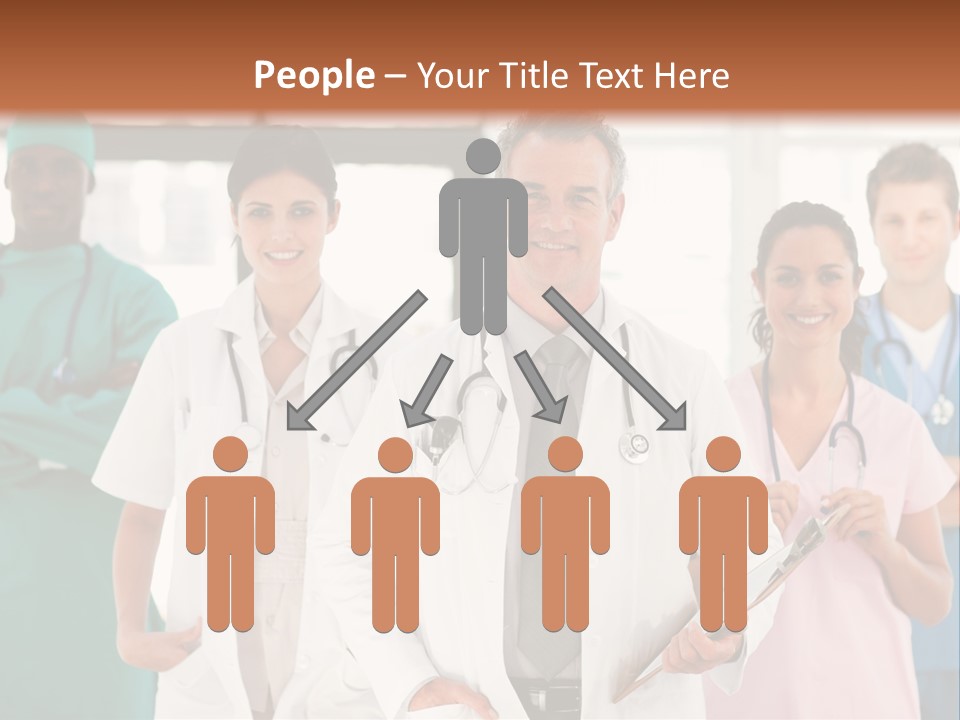 Smiling Medical Team Looking At The Camera In Hospital PowerPoint Template