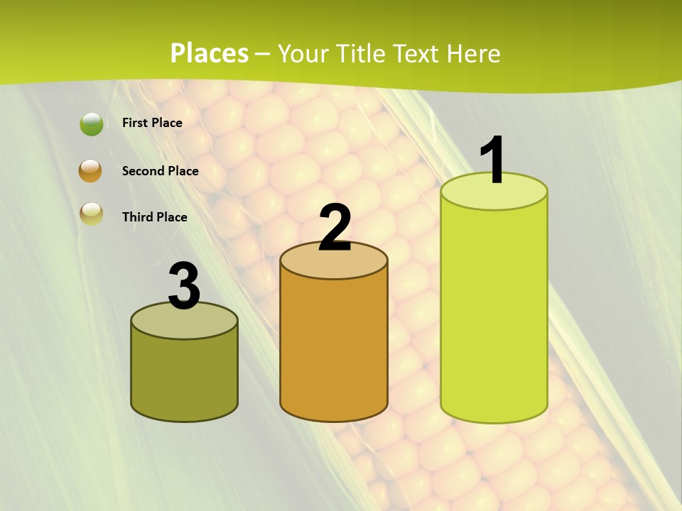 Corn Cob Between Green Leaves PowerPoint Template