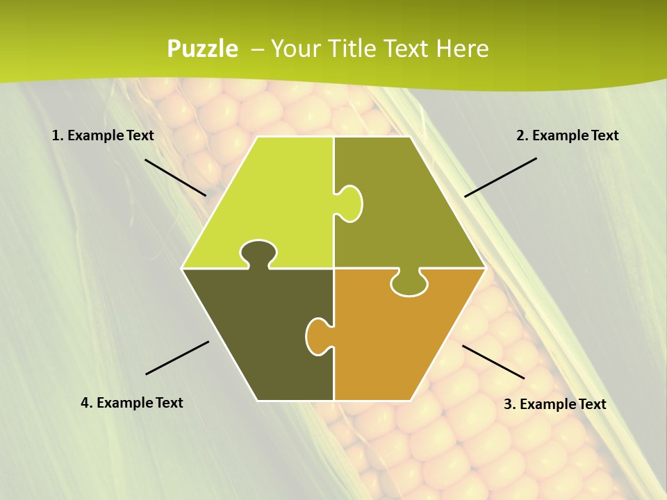 Corn Cob Between Green Leaves PowerPoint Template