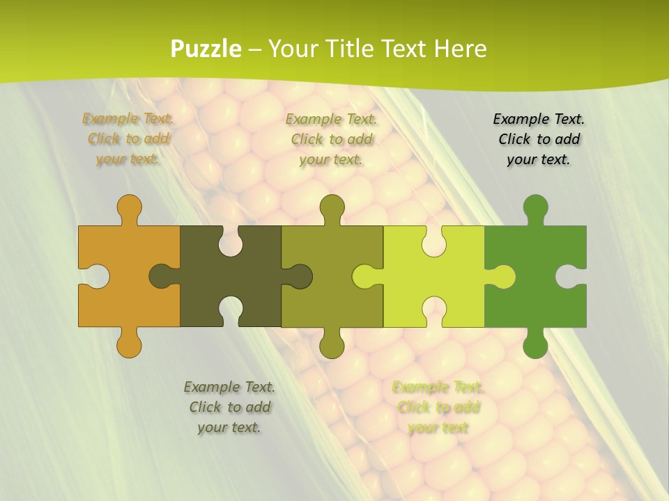 Corn Cob Between Green Leaves PowerPoint Template