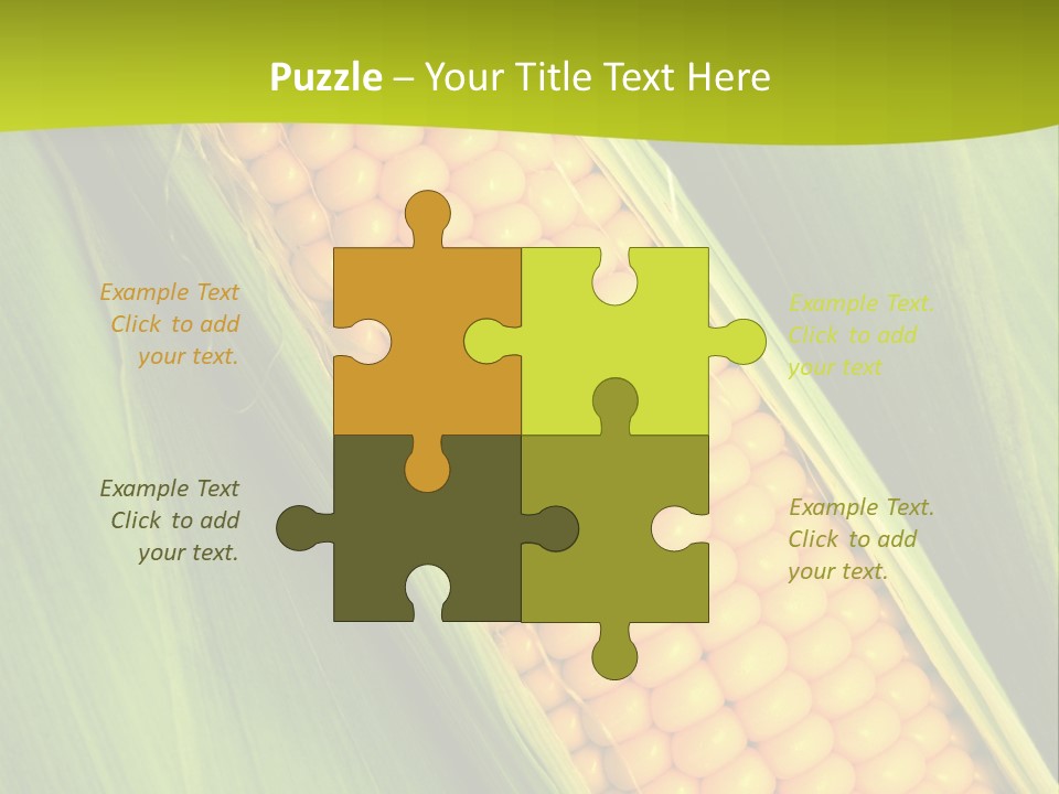 Corn Cob Between Green Leaves PowerPoint Template