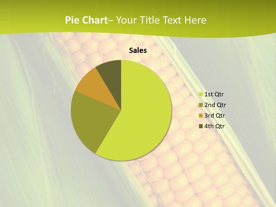 Corn Cob Between Green Leaves PowerPoint Template