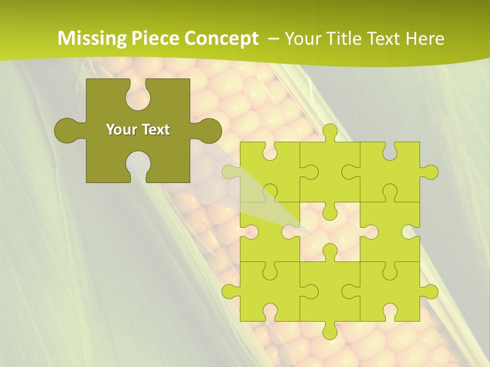 Corn Cob Between Green Leaves PowerPoint Template