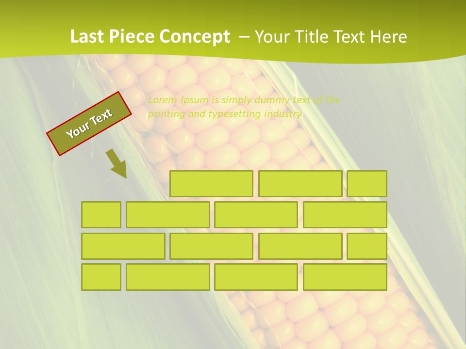 Corn Cob Between Green Leaves PowerPoint Template