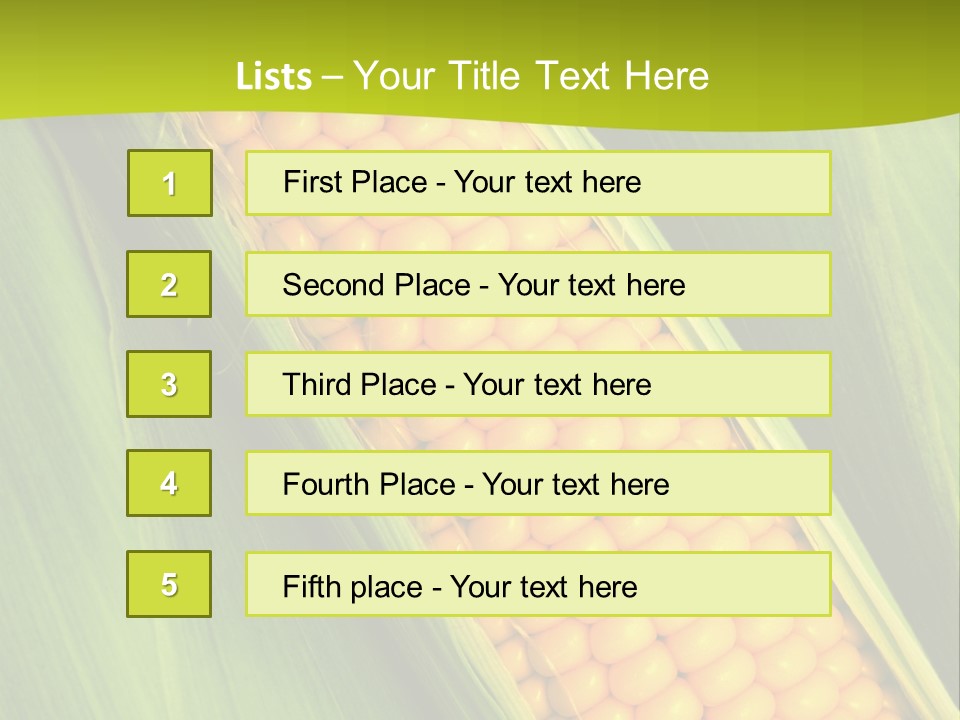 Corn Cob Between Green Leaves PowerPoint Template