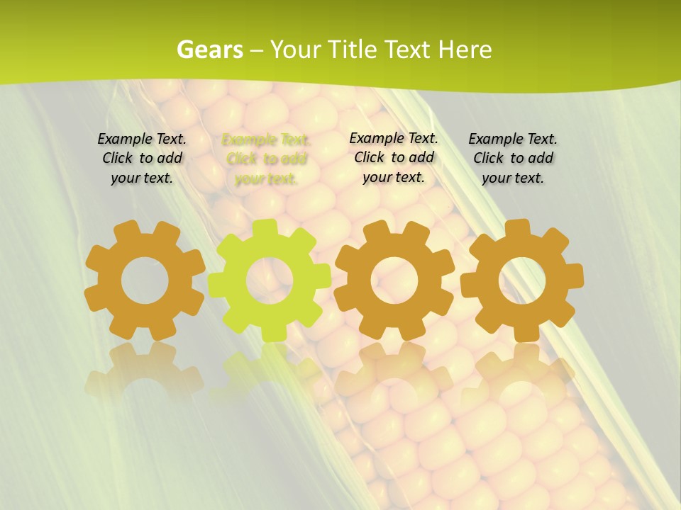 Corn Cob Between Green Leaves PowerPoint Template