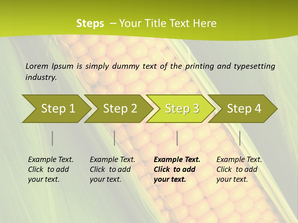 Corn Cob Between Green Leaves PowerPoint Template