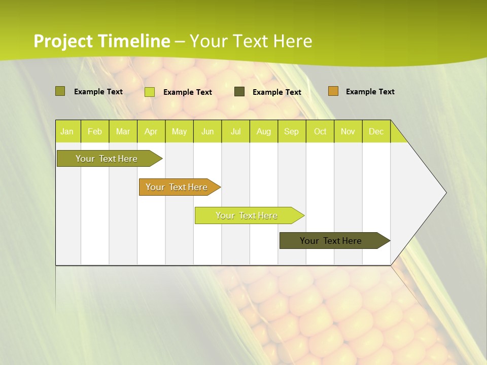 Corn Cob Between Green Leaves PowerPoint Template