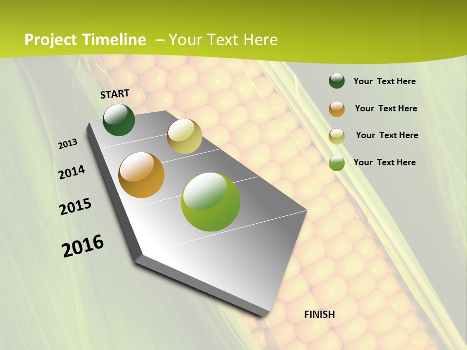 Corn Cob Between Green Leaves PowerPoint Template