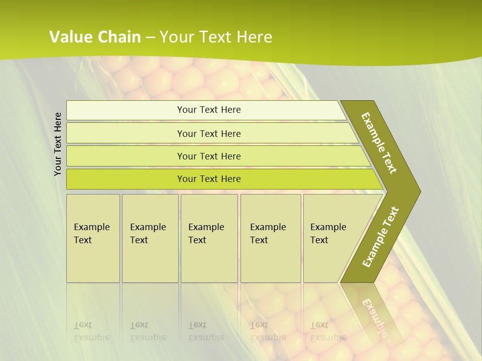 Corn Cob Between Green Leaves PowerPoint Template