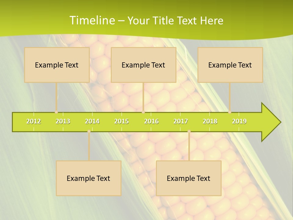 Corn Cob Between Green Leaves PowerPoint Template