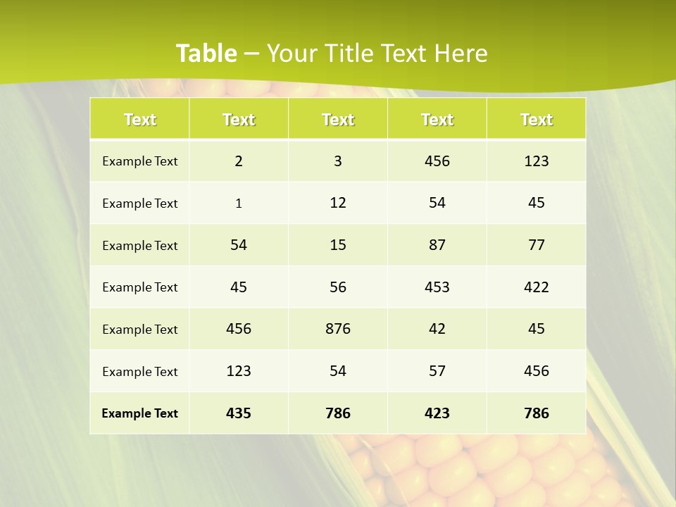Corn Cob Between Green Leaves PowerPoint Template