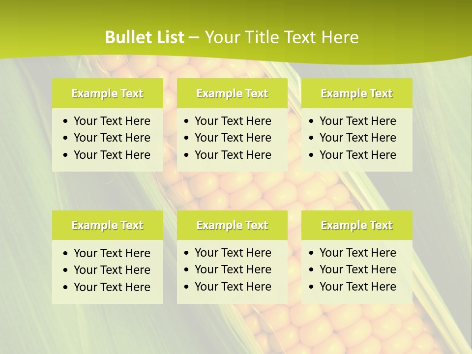 Corn Cob Between Green Leaves PowerPoint Template