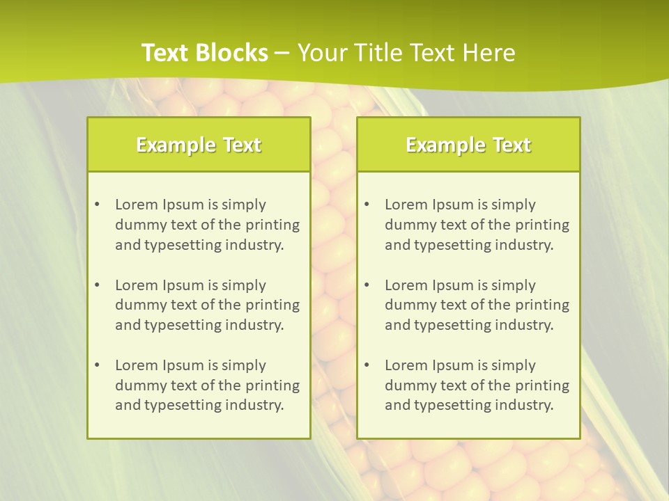 Corn Cob Between Green Leaves PowerPoint Template