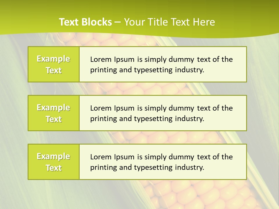 Corn Cob Between Green Leaves PowerPoint Template