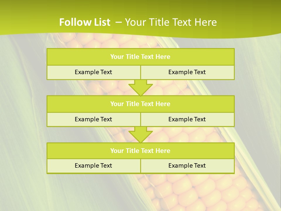 Corn Cob Between Green Leaves PowerPoint Template