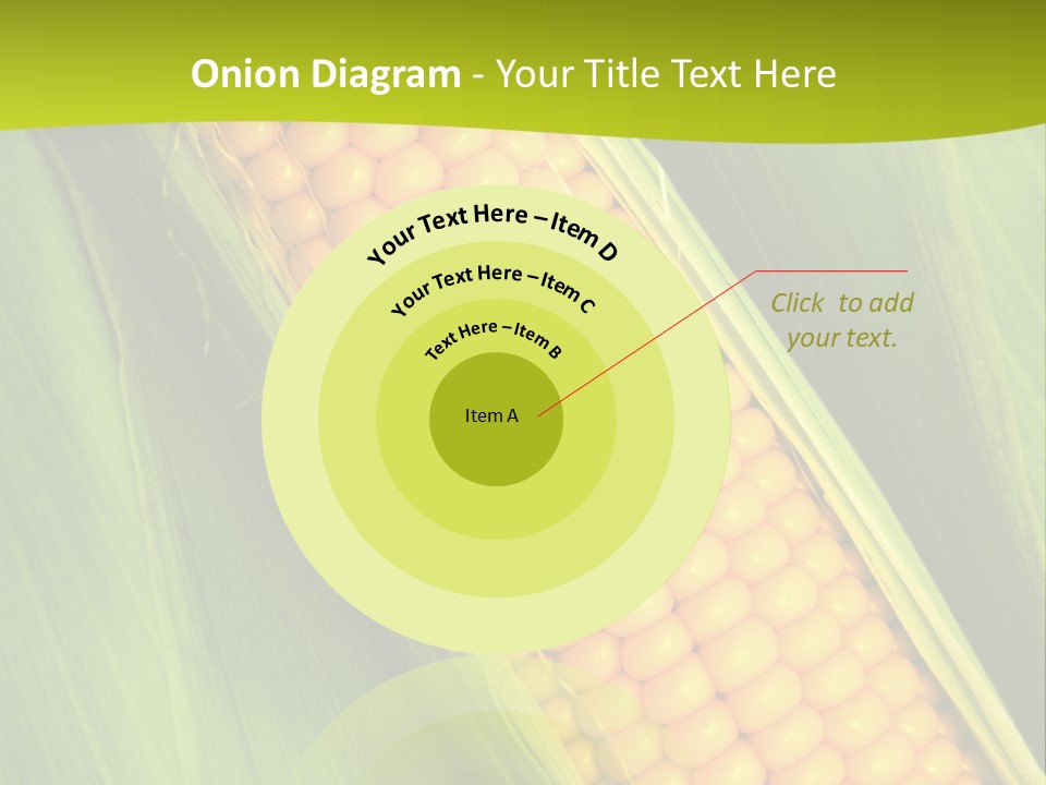 Corn Cob Between Green Leaves PowerPoint Template
