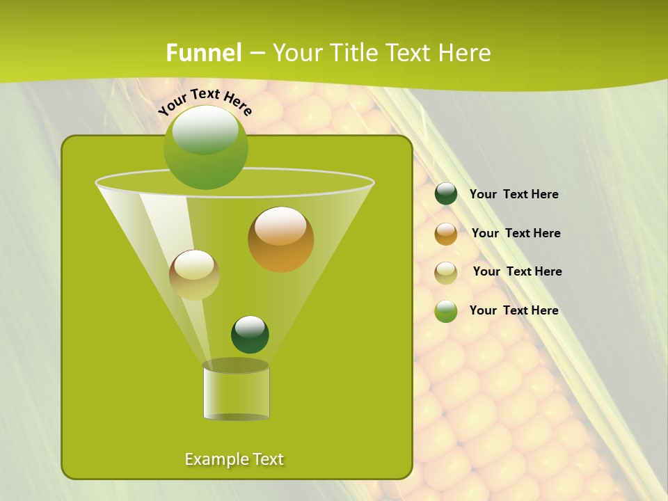 Corn Cob Between Green Leaves PowerPoint Template