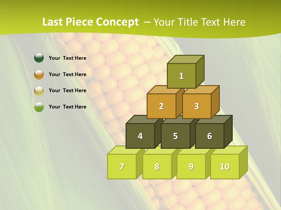 Corn Cob Between Green Leaves PowerPoint Template