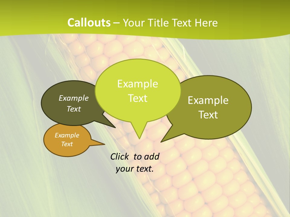 Corn Cob Between Green Leaves PowerPoint Template