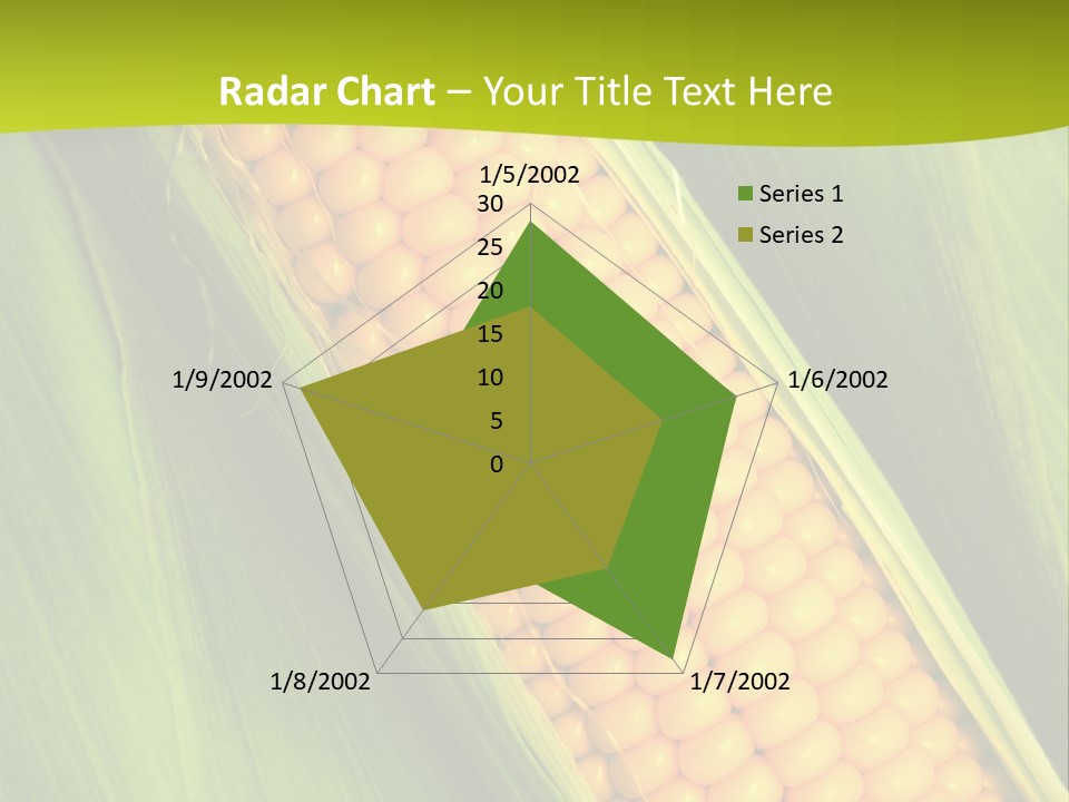 Corn Cob Between Green Leaves PowerPoint Template
