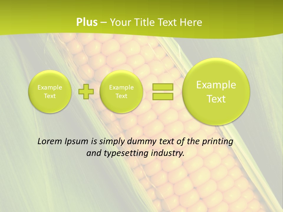 Corn Cob Between Green Leaves PowerPoint Template