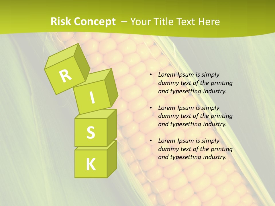 Corn Cob Between Green Leaves PowerPoint Template