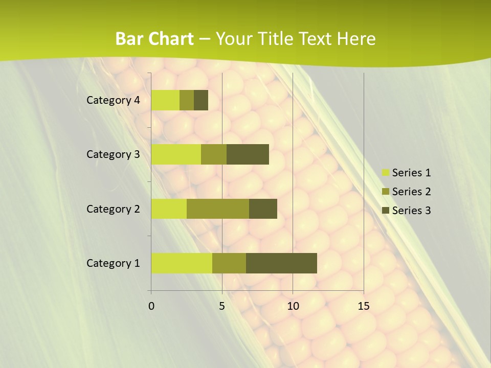 Corn Cob Between Green Leaves PowerPoint Template