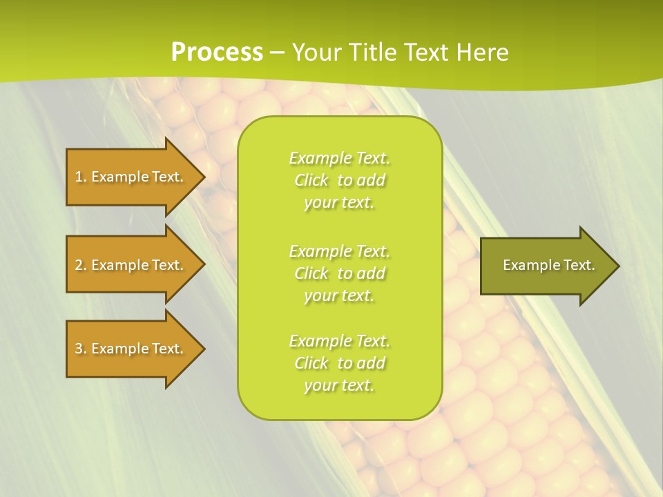 Corn Cob Between Green Leaves PowerPoint Template
