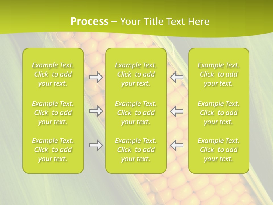 Corn Cob Between Green Leaves PowerPoint Template