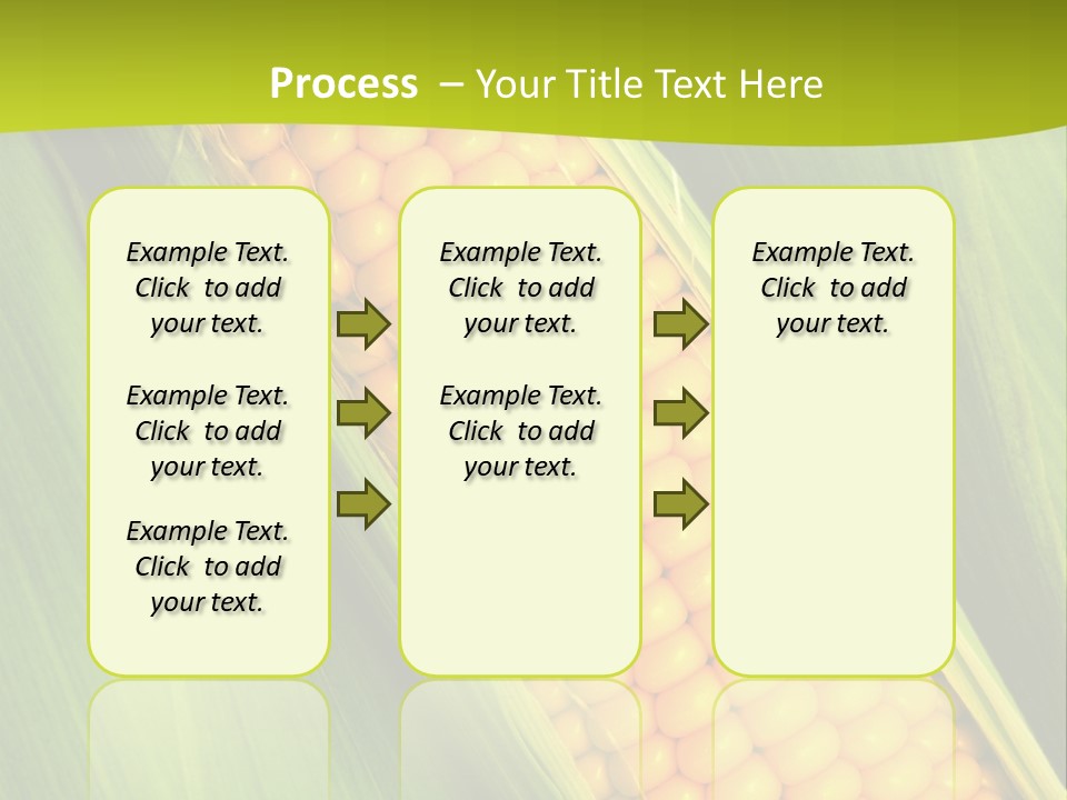 Corn Cob Between Green Leaves PowerPoint Template
