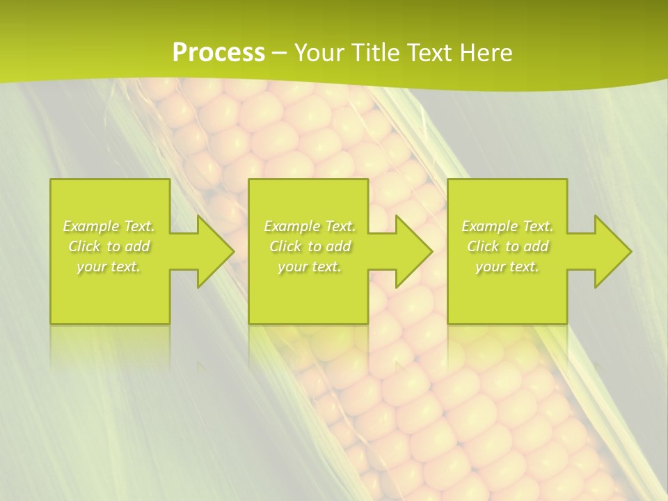Corn Cob Between Green Leaves PowerPoint Template