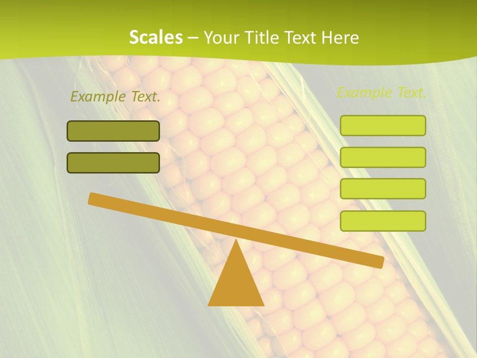 Corn Cob Between Green Leaves PowerPoint Template