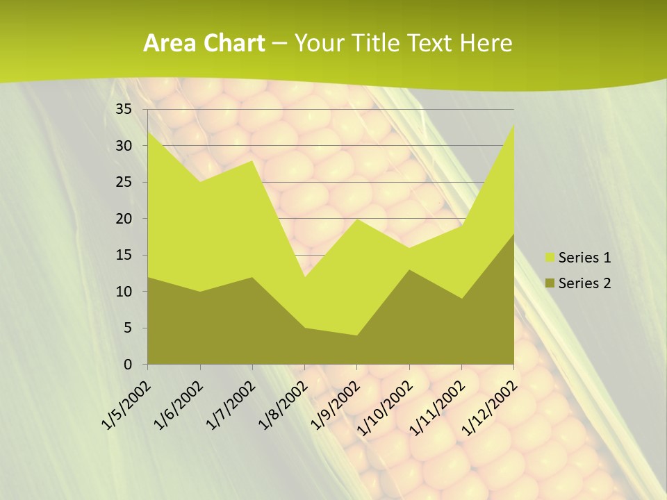 Corn Cob Between Green Leaves PowerPoint Template