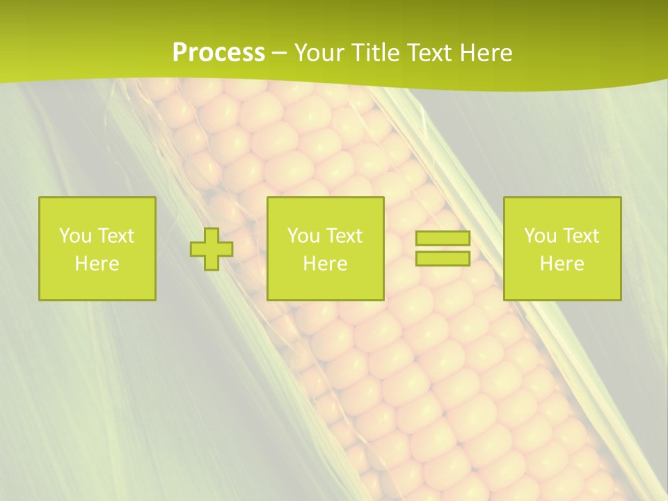 Corn Cob Between Green Leaves PowerPoint Template