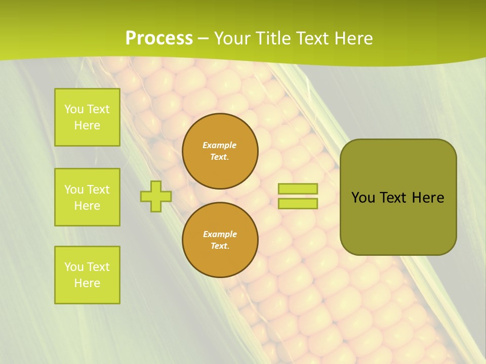 Corn Cob Between Green Leaves PowerPoint Template