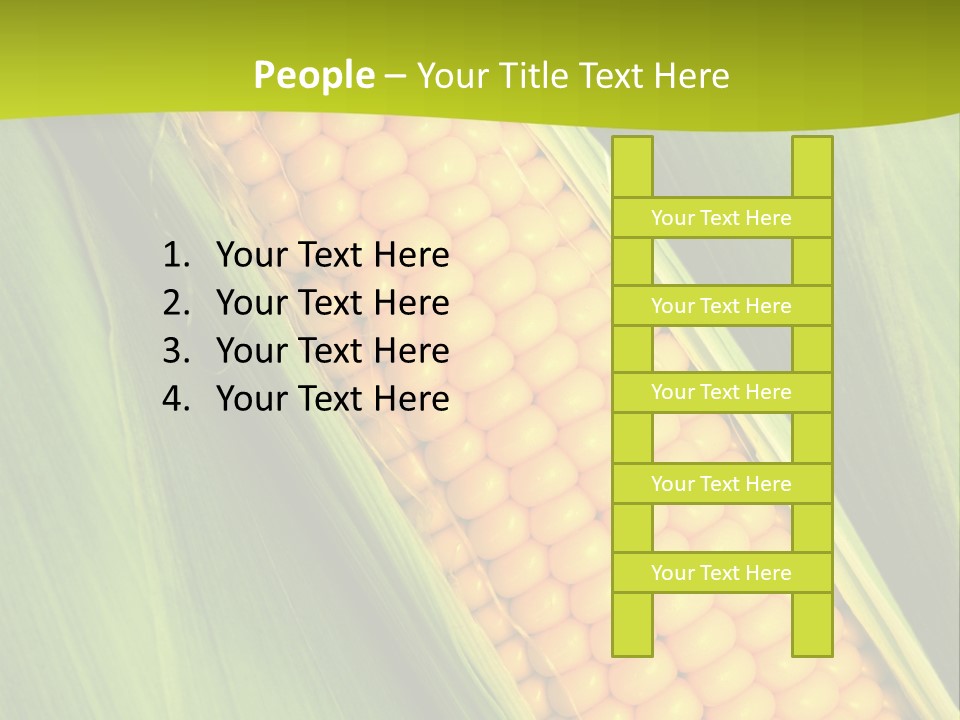 Corn Cob Between Green Leaves PowerPoint Template