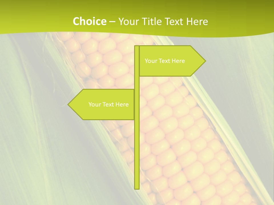 Corn Cob Between Green Leaves PowerPoint Template