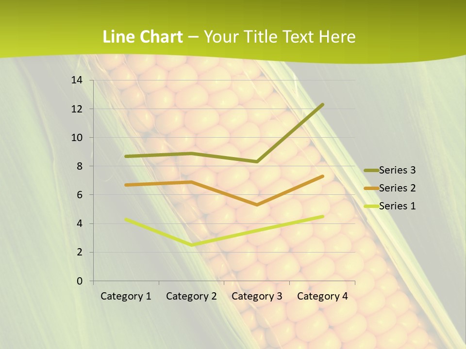Corn Cob Between Green Leaves PowerPoint Template
