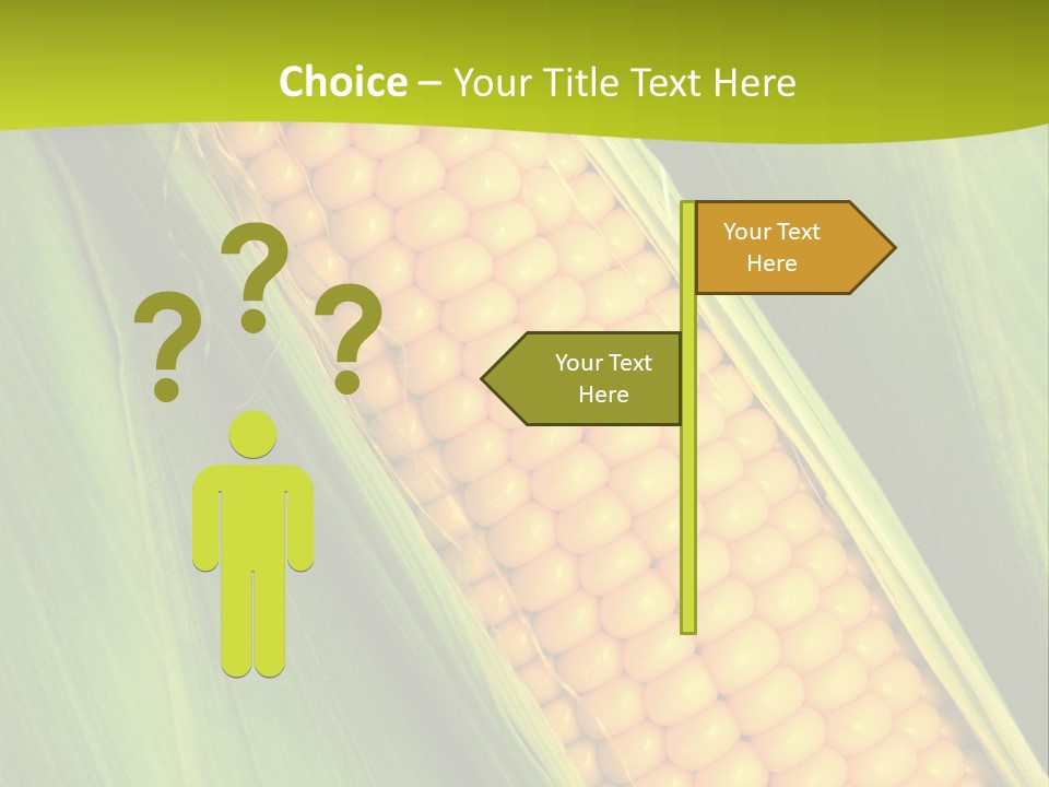 Corn Cob Between Green Leaves PowerPoint Template
