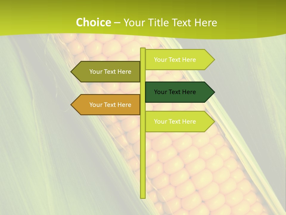 Corn Cob Between Green Leaves PowerPoint Template