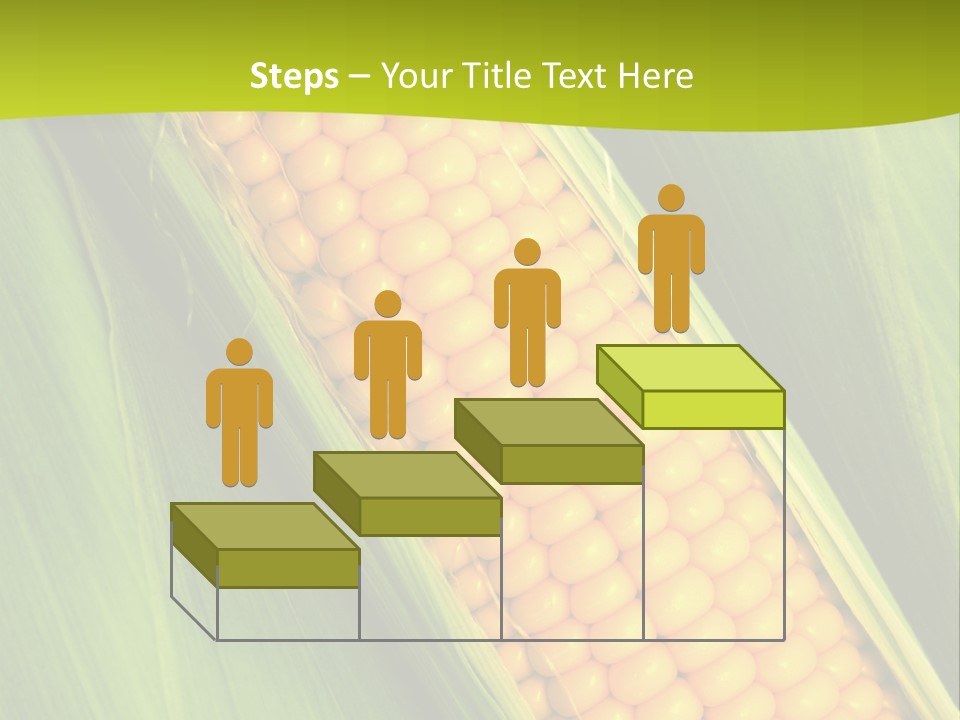 Corn Cob Between Green Leaves PowerPoint Template