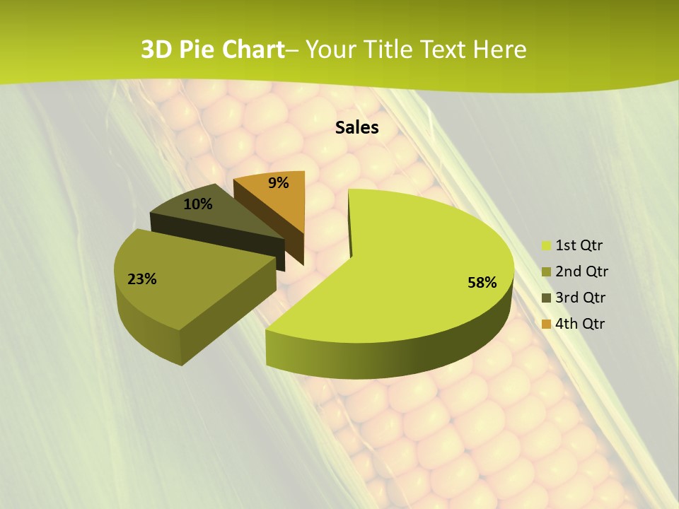 Corn Cob Between Green Leaves PowerPoint Template