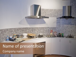 Beautiful Kitchen And Modern Kitchen Interior PowerPoint Template