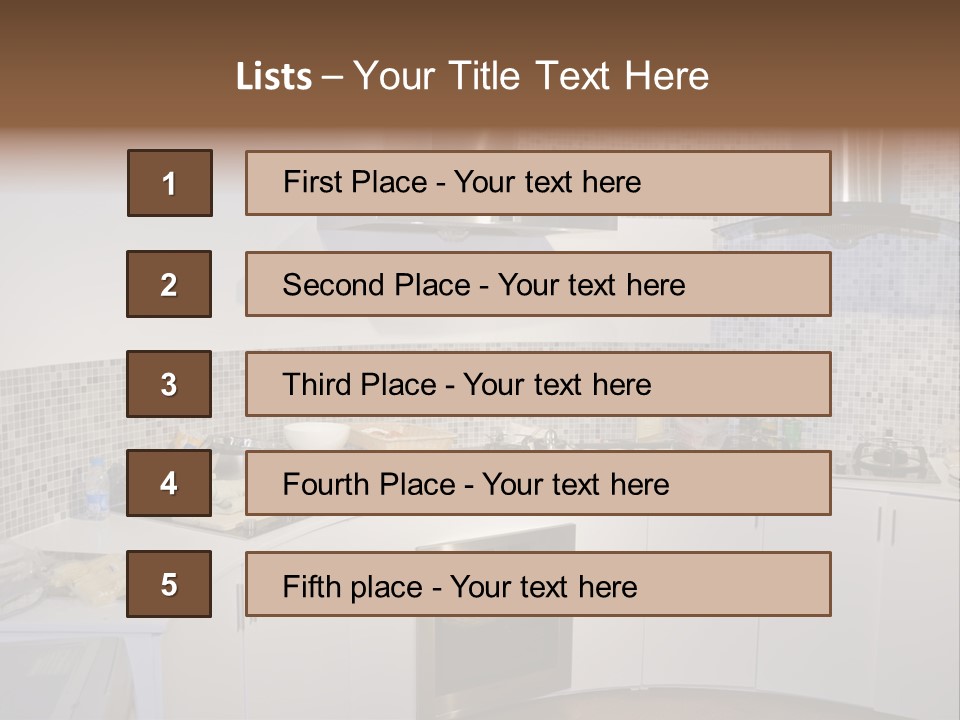 Beautiful Kitchen And Modern Kitchen Interior PowerPoint Template