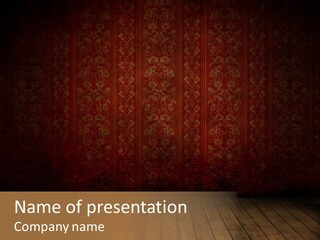 Empty Old Grungy Room With Red Vintage Wallpaper PowerPoint Template