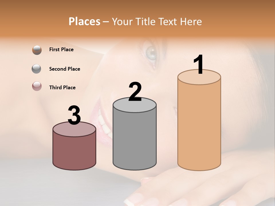 Beautiful Clean Cosmetics Woman Close Up Portrait Over White PowerPoint Template