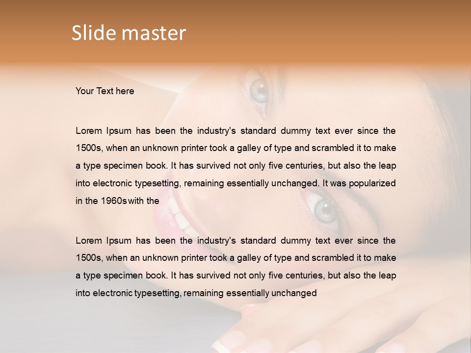 Beautiful Clean Cosmetics Woman Close Up Portrait Over White PowerPoint Template