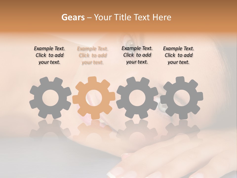 Beautiful Clean Cosmetics Woman Close Up Portrait Over White PowerPoint Template